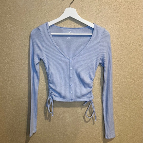 Hollister Tops - Hollister Must Have Collection Baby Tee Long Sleeve Tie Sides Size XS Periwinkle